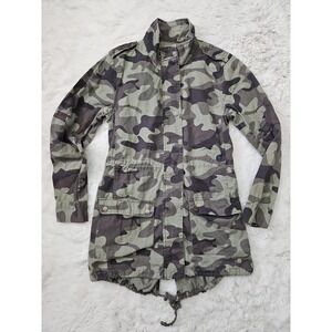 Mi Ami Women's Camo Utility Jacket Coat Size Large 100% Cotton Drawstring Hem